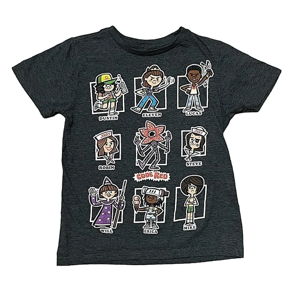 Strangers Things Big Boys' Animated Character Boxes Code Red T-Shirt